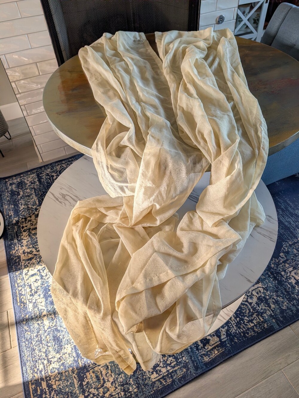 Ivory Sheer Curtain Drapes Lightweight Airy Boho Clean Minimalist Size 96"X52"
